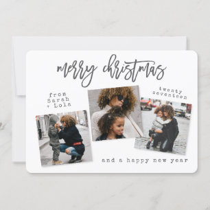 Cartes Pour Fêtes Annuelles MERRY CHRISTMAS (or rose) MODERNE URBAINE
