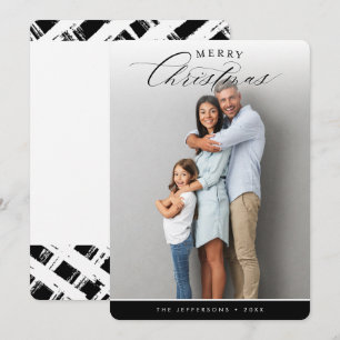 Cartes Pour Fêtes Annuelles MERRY CHRISTMAS PHOTO calligraphie moderne noir
