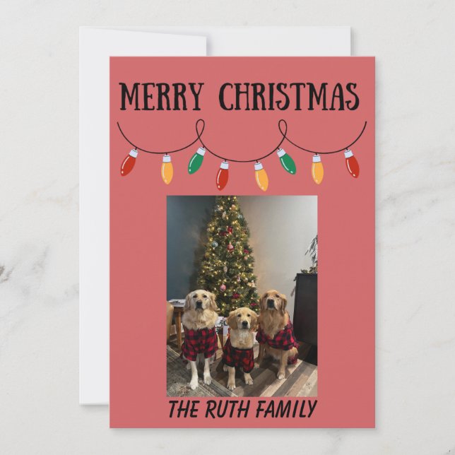 Cartes Pour Fêtes Annuelles Merry Christmas Photo Card with Christmas Lights (Devant)