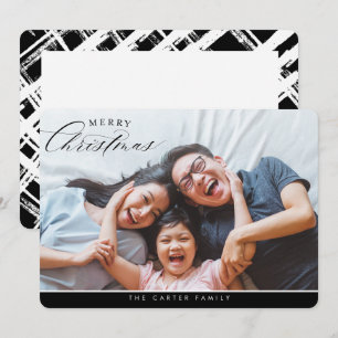 Cartes Pour Fêtes Annuelles MERRY CHRISTMAS PHOTO élégante calligraphie noir