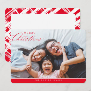 Cartes Pour Fêtes Annuelles MERRY CHRISTMAS PHOTO élégante calligraphie rouge