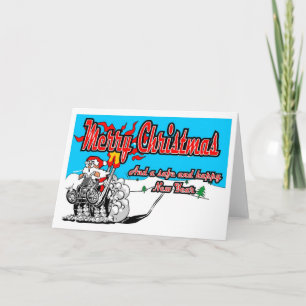 Cartes Pour Fêtes Annuelles Merry Christmas Quad Snow Bike Santa!