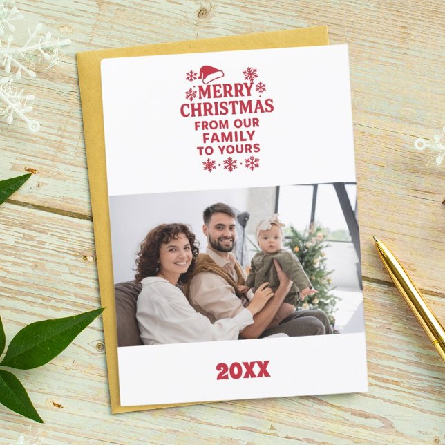 Cartes Pour Fêtes Annuelles Merry Christmas red white modern photo card (Créateur téléchargé)