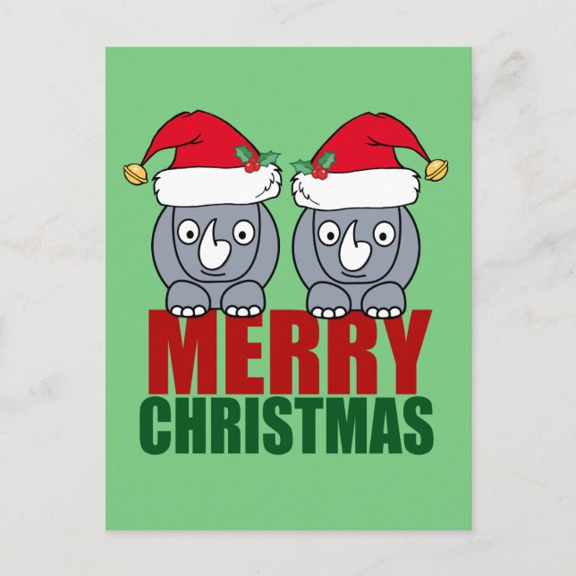 Cartes Pour Fêtes Annuelles Merry Christmas Rhino Cute (Devant)