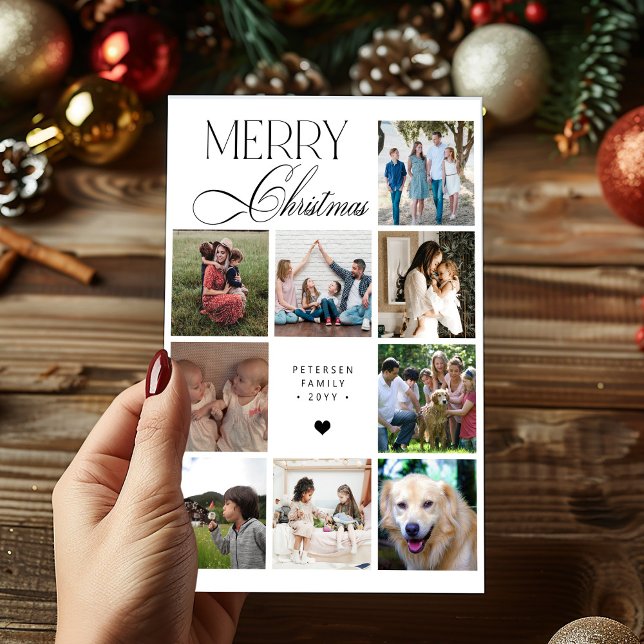 Cartes Pour Fêtes Annuelles Merry Christmas script 9 photo collage Christmas (Créateur téléchargé)