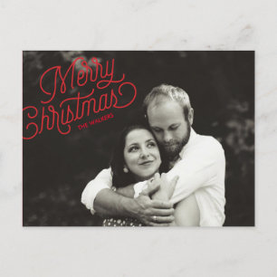 Cartes Pour Fêtes Annuelles Merry Christmas Script Holiday Photo Postcard