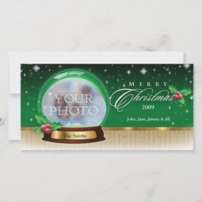 Cartes Pour Fêtes Annuelles Merry Christmas Snow Globe Customizable GB (Devant)