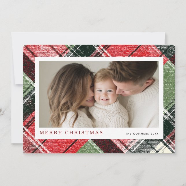 Cartes Pour Fêtes Annuelles Merry Christmas Tartan Plaid Background (Devant)