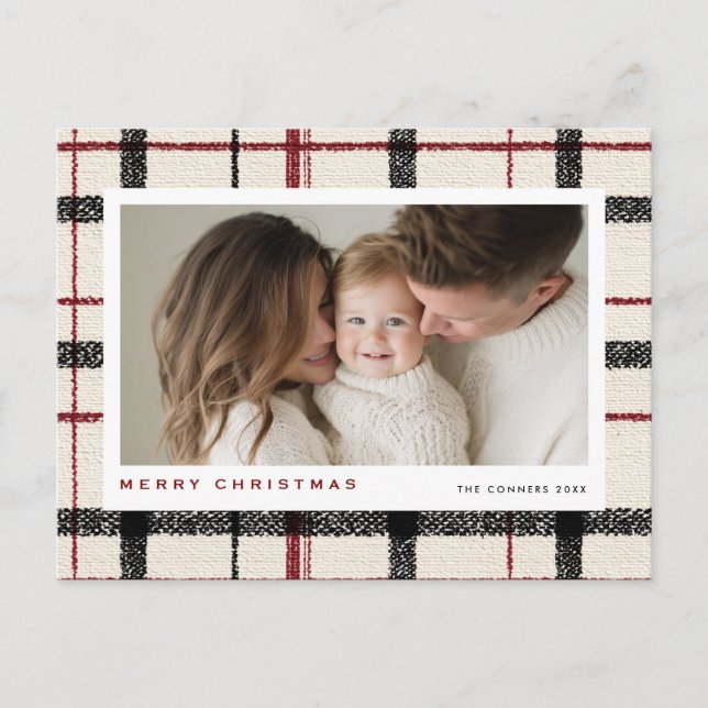 Cartes Pour Fêtes Annuelles Merry Christmas Tartan Plaid Background (Devant)