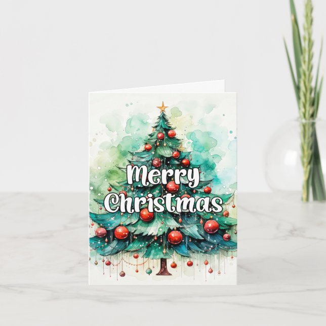 Cartes Pour Fêtes Annuelles Merry Christmas Tree Happy Holidays (Devant)