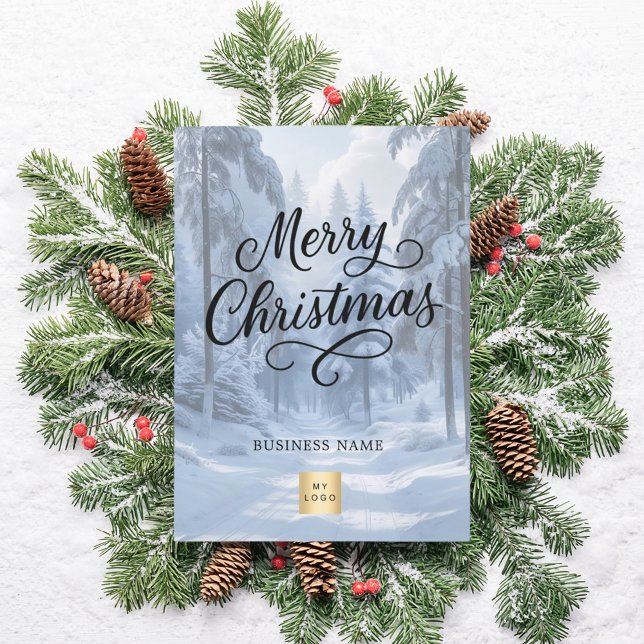 Cartes Pour Fêtes Annuelles Merry Christmas winter snow business logo (Créateur téléchargé)