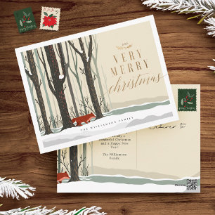 Cartes Pour Fêtes Annuelles Merry Christmas Woodland Winter Forest Fox