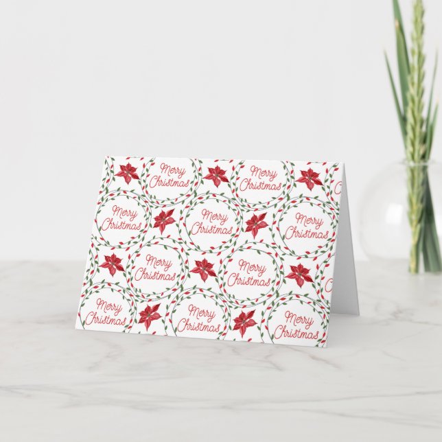 Cartes Pour Fêtes Annuelles Merry Christmas wreath red green white (Devant)