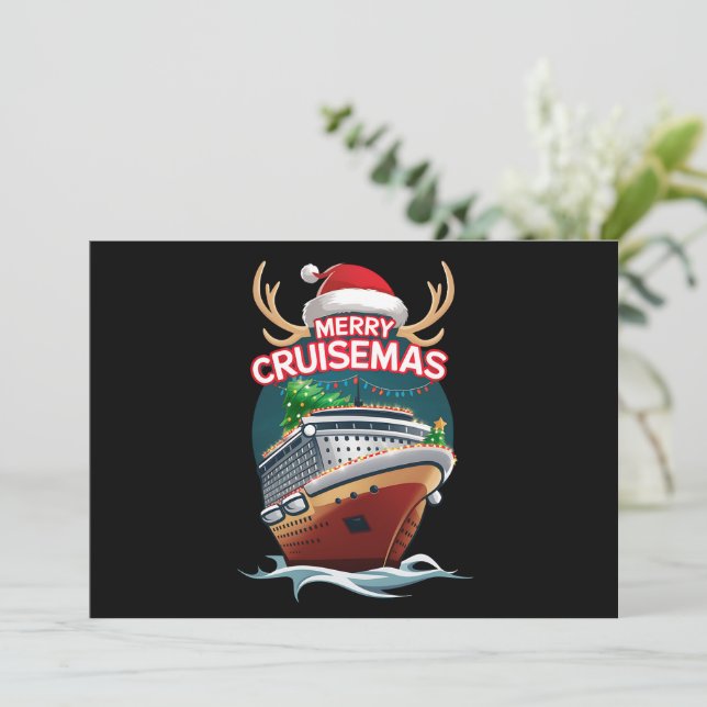 Cartes Pour Fêtes Annuelles Merry Cruisemas Cruise Ship Famille Noël Drôle (Debout devant)