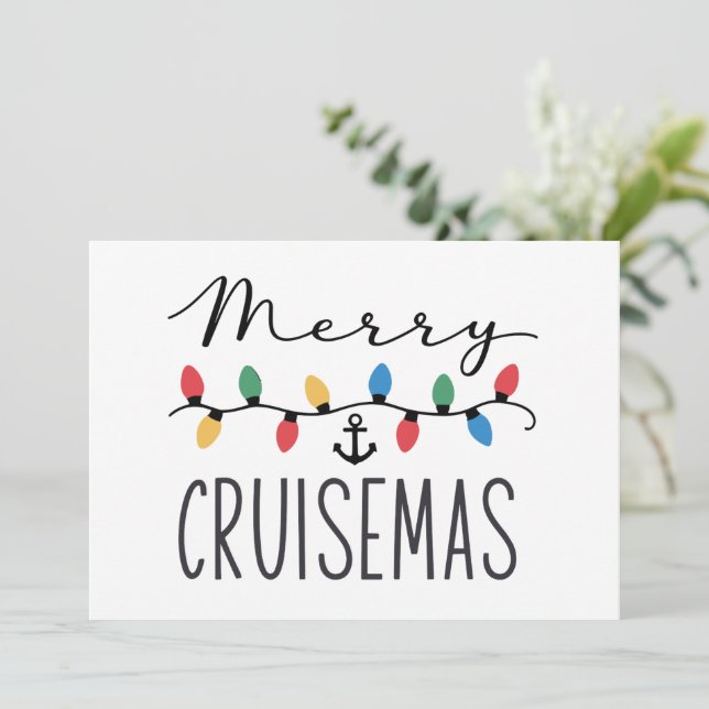 Cartes Pour Fêtes Annuelles Merry Cruisemas Famille Noël Croisière  (Debout devant)