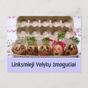 Cartes Pour Fêtes Annuelles Merry Egg People Lithuanian Easter Postcard