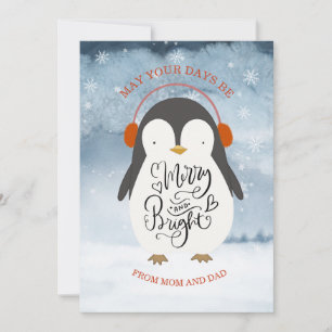 Cartes Pour Fêtes Annuelles Merry et lumineux Noël Fille Fils