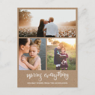 Cartes Pour Fêtes Annuelles Merry Everything Manuscrit Photo sur Papier Kraf