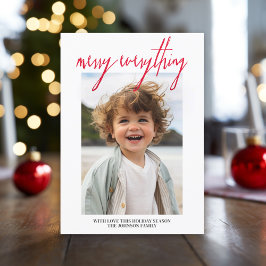 Cartes Pour Fêtes Annuelles Merry Everything Modern Christmas 1 photo rouge