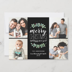 Cartes Pour Fêtes Annuelles Merry Garland Holiday 4 Photo Collage Card