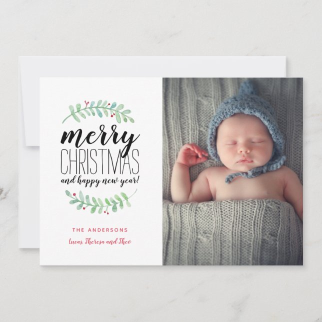 Cartes Pour Fêtes Annuelles Merry Garland Photo de Noël (Devant)
