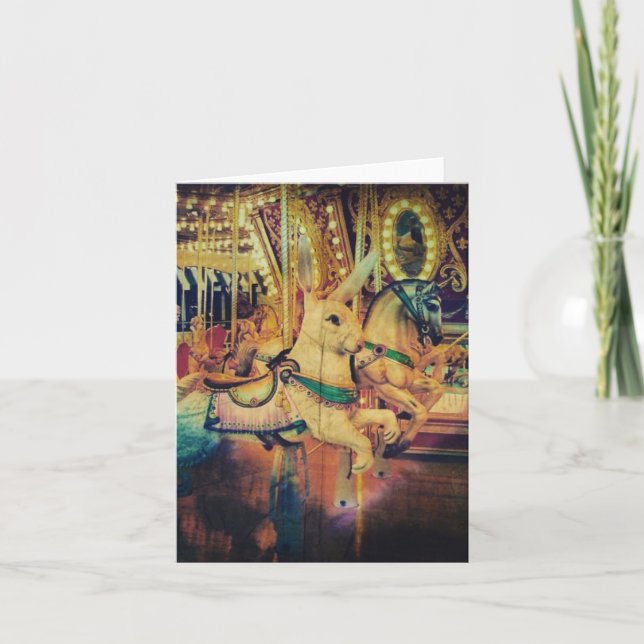 Cartes Pour Fêtes Annuelles Merry Go Round Animaux Grunge Toutes les Occasions (Devant)