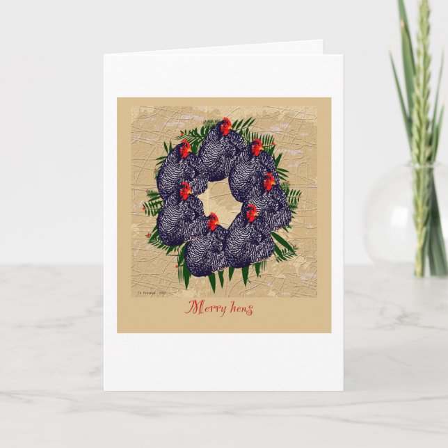 Cartes Pour Fêtes Annuelles Merry hens wreath voeux de Noël (Devant)