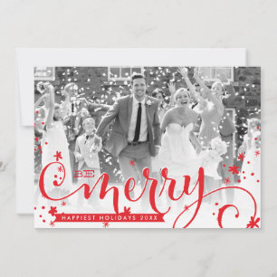 Cartes Pour Fêtes Annuelles MERRY HOLIDAY script typographie photo superpositi
