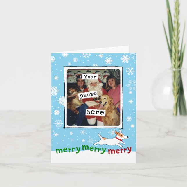 Cartes Pour Fêtes Annuelles Merry Jack Russell Cute Chien | Votre photo Noël (Devant)