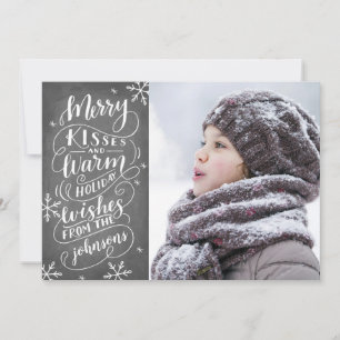 Cartes Pour Fêtes Annuelles Merry Kisses Vacances Typographie Photo Neige