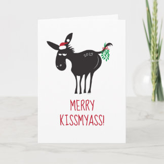 Cartes Pour Fêtes Annuelles Merry KissMyAss! Donkey with Mistletoe