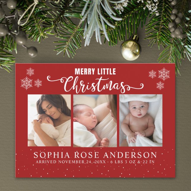 Cartes Pour Fêtes Annuelles Merry Little Christmas, Baby First Collage Photos (Créateur téléchargé)