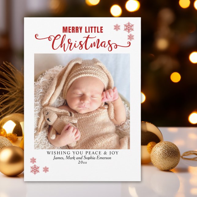 Cartes Pour Fêtes Annuelles Merry Little Christmas, Baby First Photo (Créateur téléchargé)