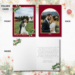 Cartes Pour Fêtes Annuelles Merry & Married Bourgogne 2 Photo Plié Noël