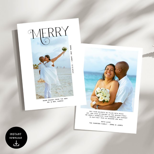 Cartes Pour Fêtes Annuelles Merry  Photo Christmas Newlyweds (Créateur téléchargé)