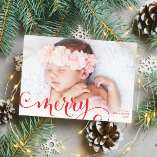 Cartes Pour Fêtes Annuelles MERRY PHOTO famille plaisir calligraphie superposi