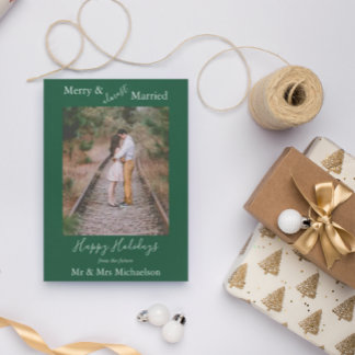 Cartes Pour Fêtes Annuelles Merry & Presque Marié Minimaliste