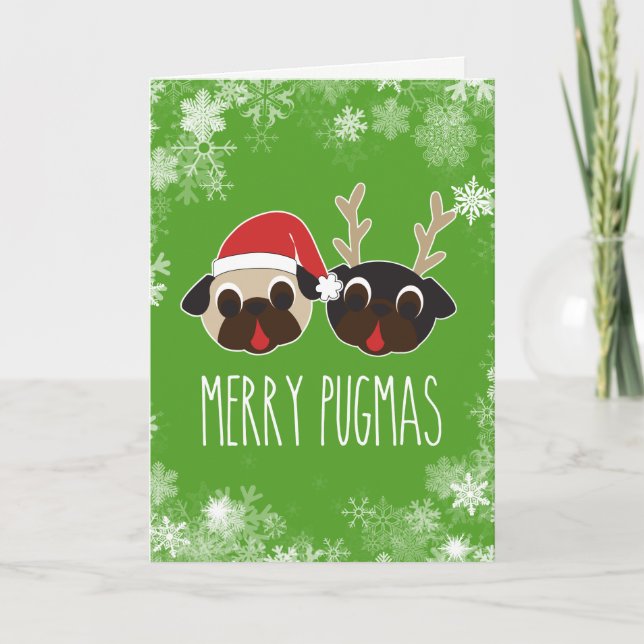 Cartes Pour Fêtes Annuelles Merry Pugmas Holiday Card (Devant)