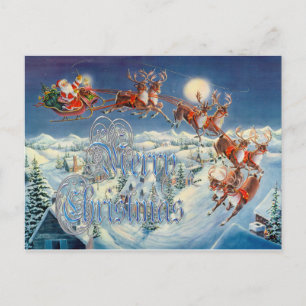 Cartes Pour Fêtes Annuelles "MERRY SANTA, SLEIGH et REINDEER par SHARON SHARPE