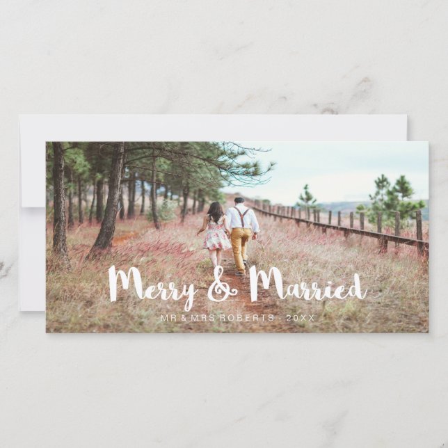 Cartes Pour Fêtes Annuelles Merry simple et Whimsical et marié (Devant)