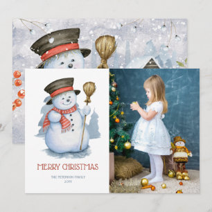 Cartes Pour Fêtes Annuelles Merry Snowman   Noël photo