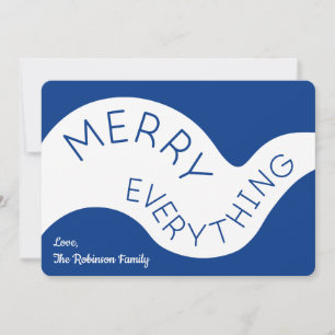 Cartes Pour Fêtes Annuelles Merry Tout Bleu Typographie Courbes Abstraites