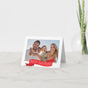 Cartes Pour Fêtes Annuelles MERRY TOUT PHOTO famille moderne bannière rouge