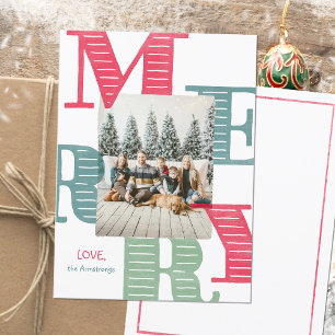 Cartes Pour Fêtes Annuelles MERRY Typographie moderne Photo Noël