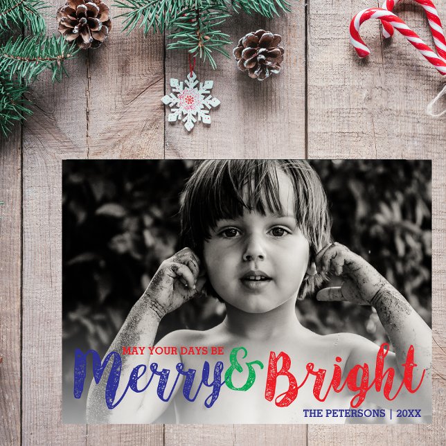 Cartes Pour Fêtes Annuelles Merry Whimsical & Bright Christmas Holiday Photo (Créateur téléchargé)
