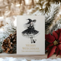 Merry Witchmas Dark Gothic Witch Holiday Card