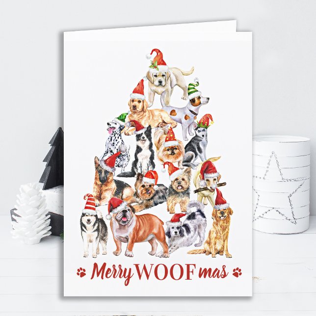 Cartes Pour Fêtes Annuelles Merry Woofmas Amoureux des chiens Noël Animaux de  (Créateur téléchargé)