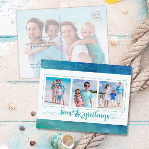 Cartes Pour Fêtes Annuelles MERS ET SALUTS DE Noël Côtiers 4 Photos