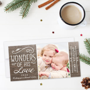 Cartes Pour Fêtes Annuelles Merveilles de son amour Bois rustique Photo de Noë