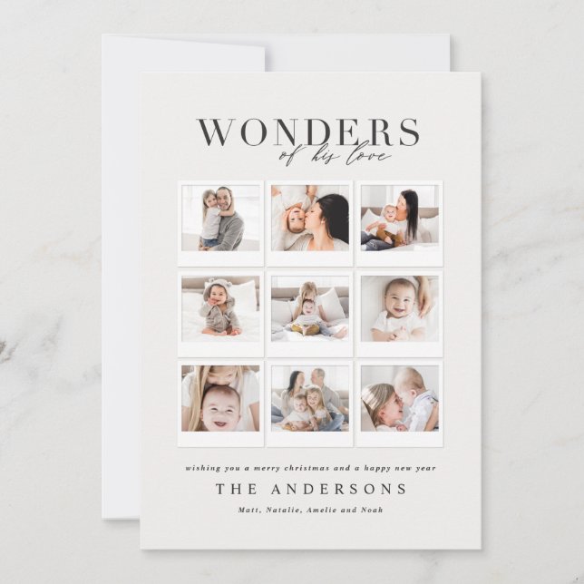 Cartes Pour Fêtes Annuelles Merveilles de son amour multi-photo plaid backer (Devant)